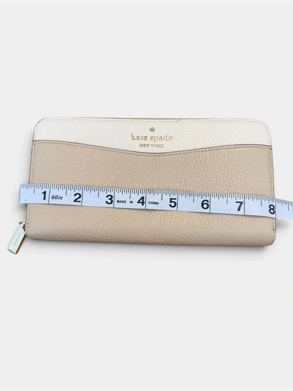 Kate Spade Leila Large Continental Zip Around Wallet Light Sand Pebbled Leather